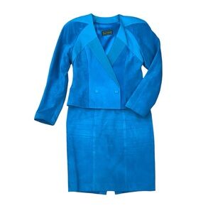 Vintage DANIER Leather Suede 2 Piece Suit Jacket and Skirt